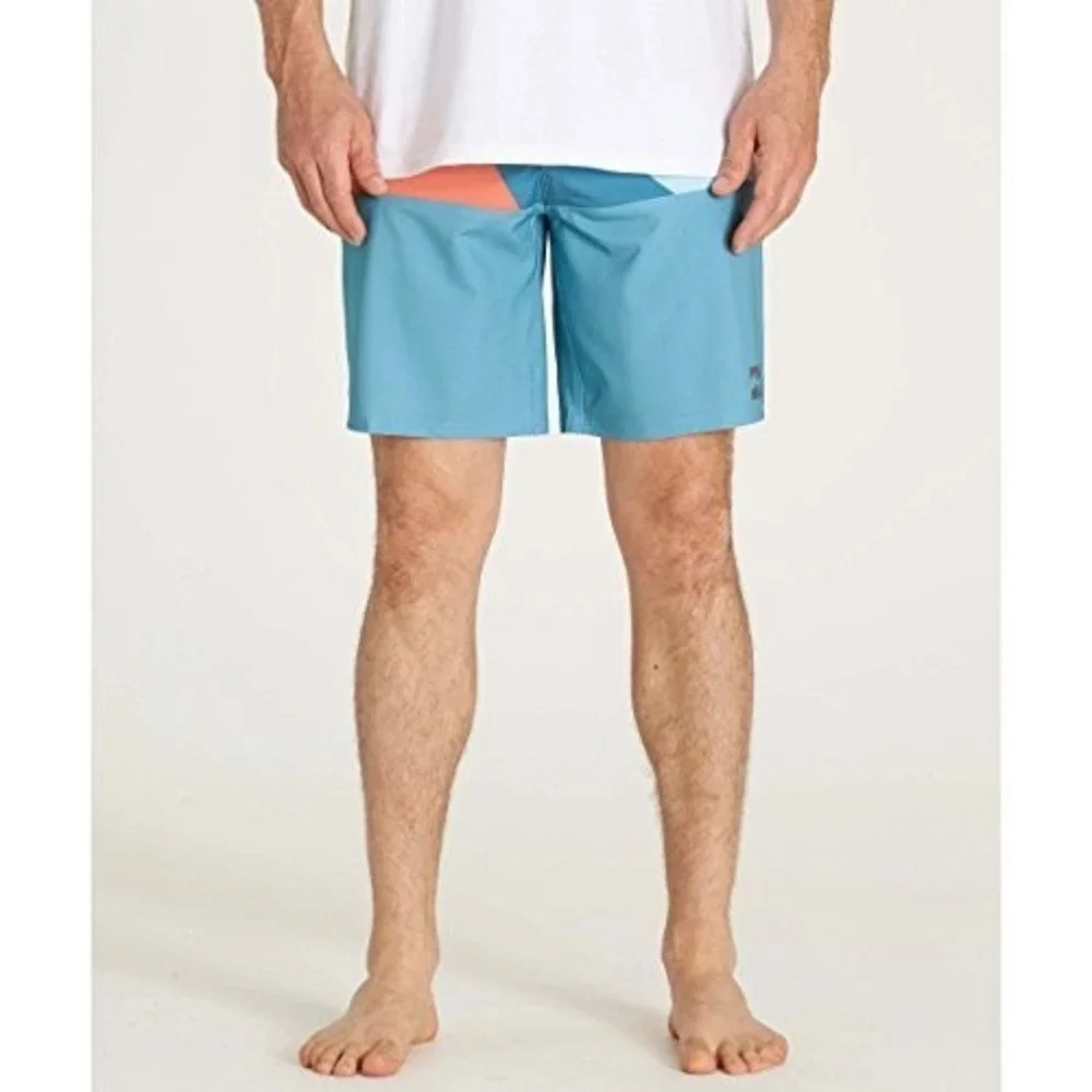 Billabong Mens Tribong Stretch Boardshorts PlatinumX Blue‎ Orange ~ Size 28